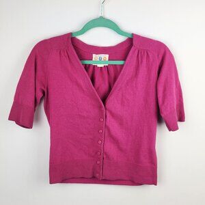 Title Nine Pink/Purple Cropped Button Up Cardigan sz S